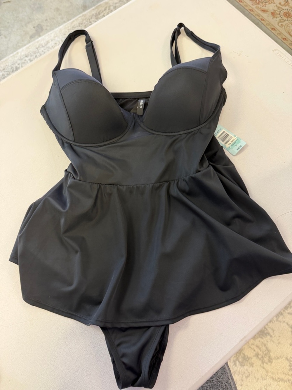 torrid Black Swimdress with Built-In Cups and Skirt